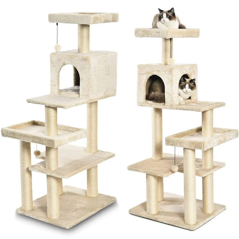 Cat Choice Cat Tower with Multi Level Resting Point Sisal Post Plush Toy And Pet House 60x49x143cm