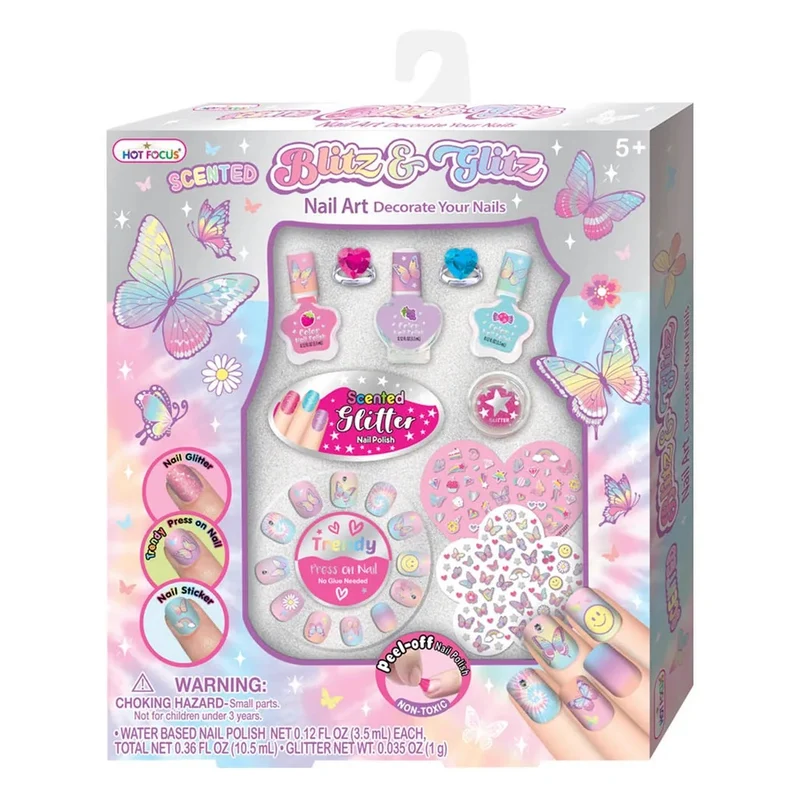 Hot Focus Tie Dye Butterfly Blitz & Glitz Nail Art Set