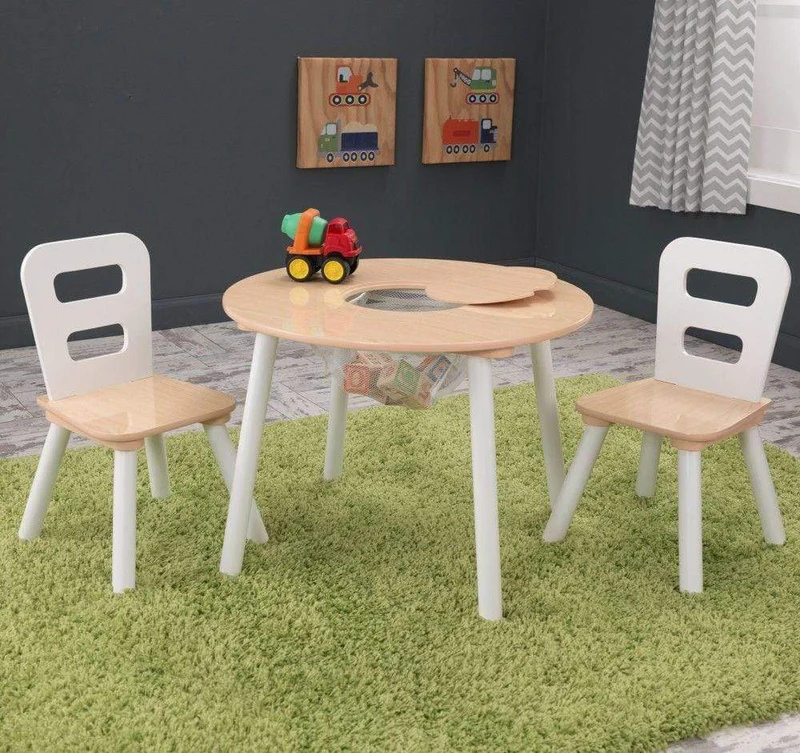 Kidkraft Round Table & 2 Chair Set - Natural White