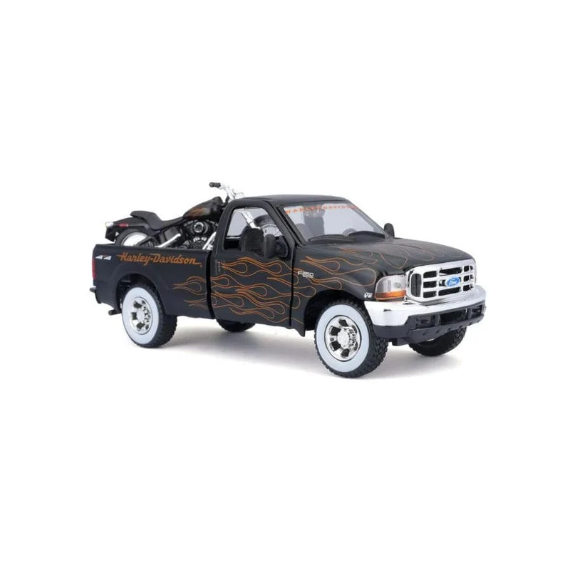 Maisto 1:24 Ford F-350 Super Duty Pickup W/ 1:24 Fxstb Night Train