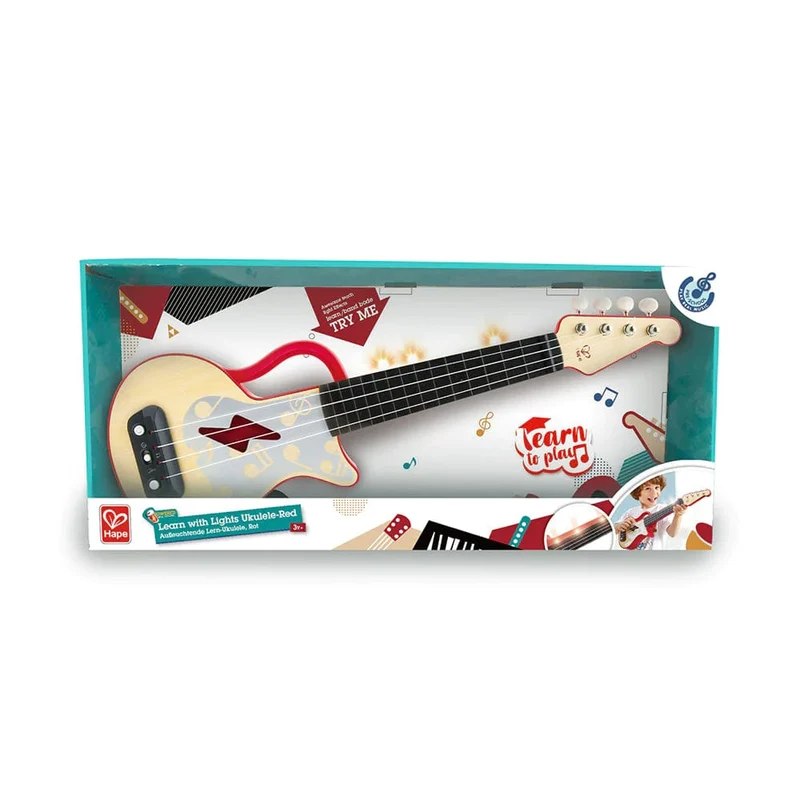 Hape Learn with Lights Ukulele - Red
