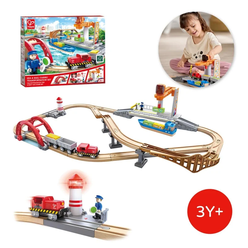 Hape Sea & Rail Cargo Transport Set