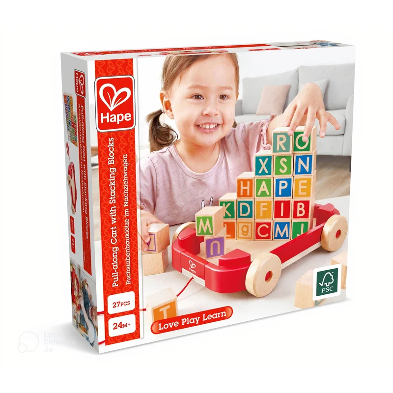 Hape Pull-along Cart with Stacking Blocks