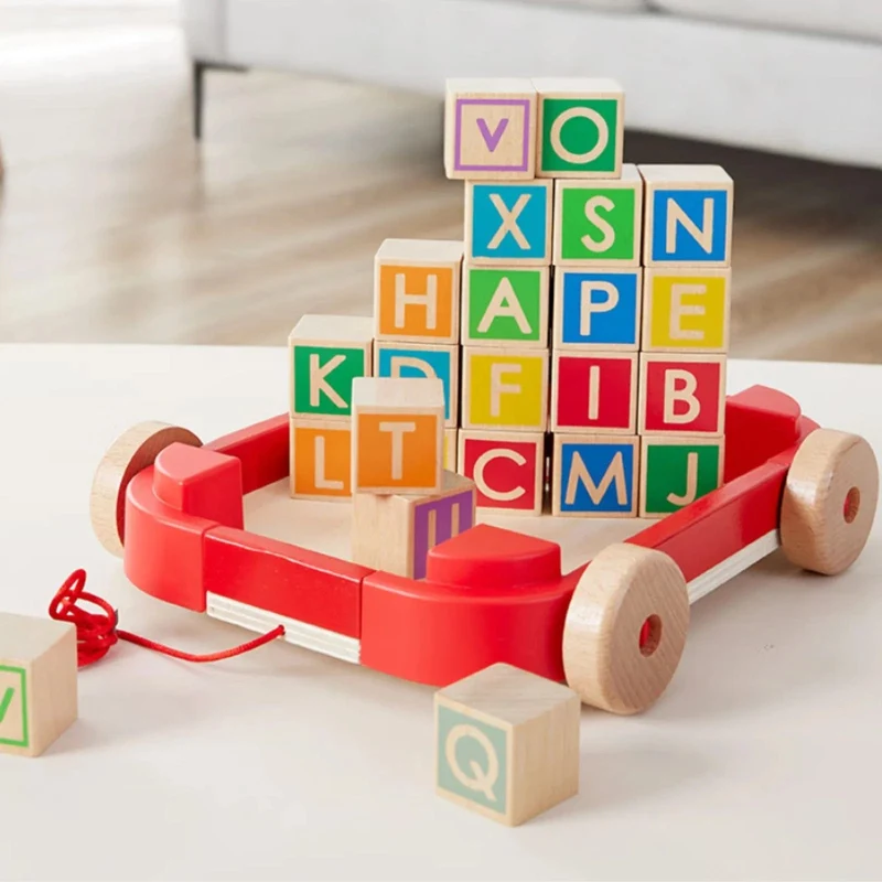 Hape Pull-along Cart with Stacking Blocks