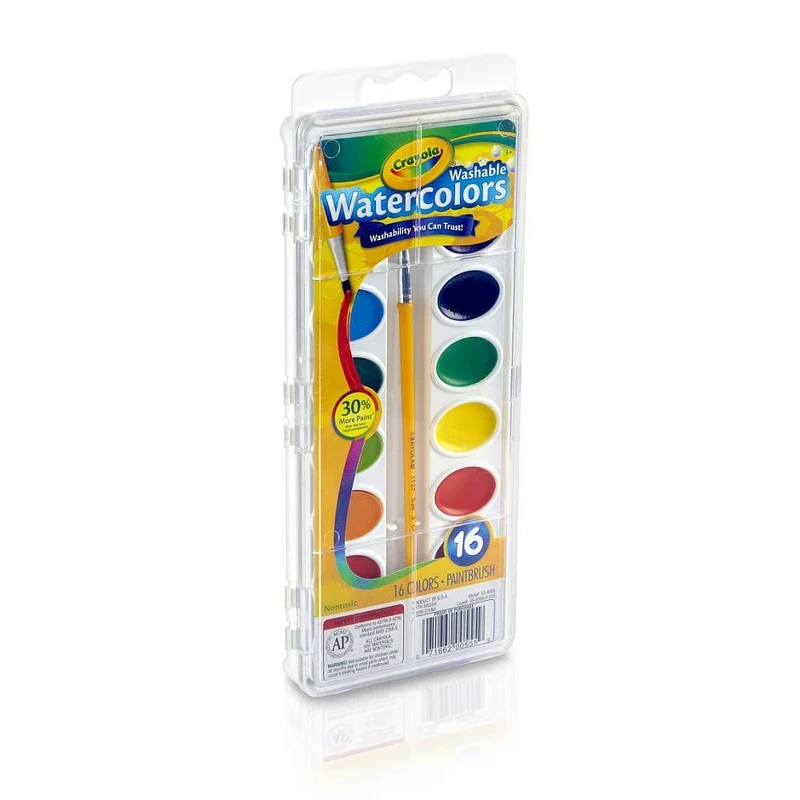 Crayola Washable Watercolor Pans with Plastic Handled Brush 16pc