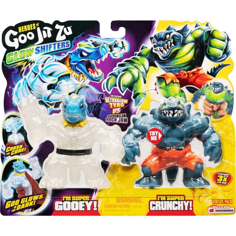 Heroes of Goo Jit Zu - Glow Shifters Versus Pack - Tyro VS Shadowclaw Rock Jaw