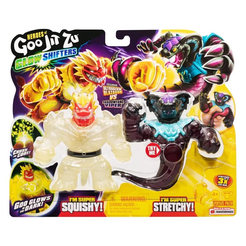 Heroes of Goo Jit Zu Glow Shifters Ultraglow Blazagon vs Shadowfang Viper