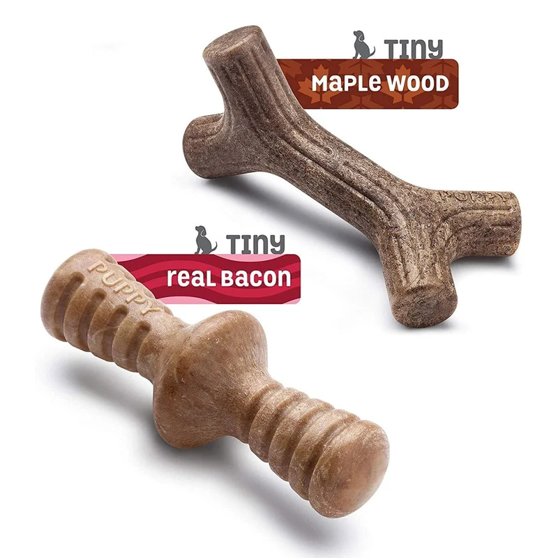 Benebone Puppy 2-Pack Maplestick/Zaggler Bacon - Tiny