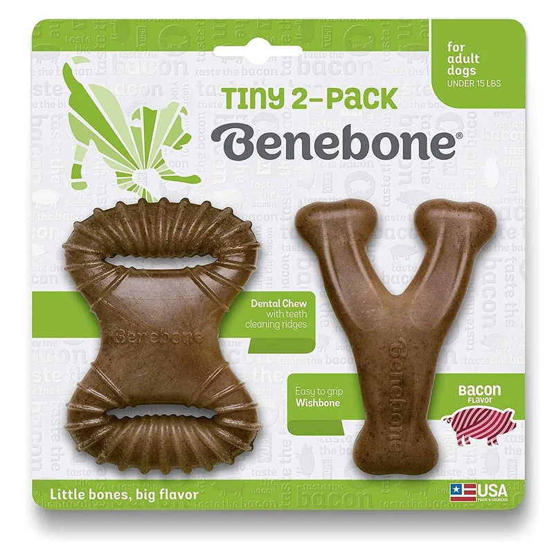 Benebone 2-Pack Dental Chew/Wishbone Bacon - Tiny