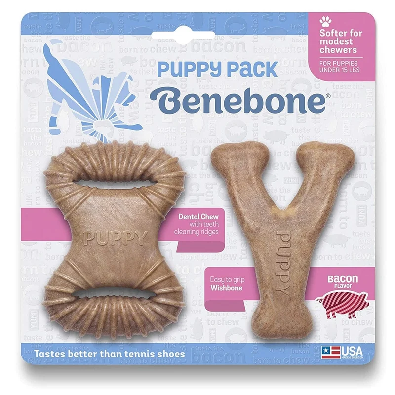 Benebone Puppy 2-Pack Dental Chew/Wishbone Bacon - Tiny