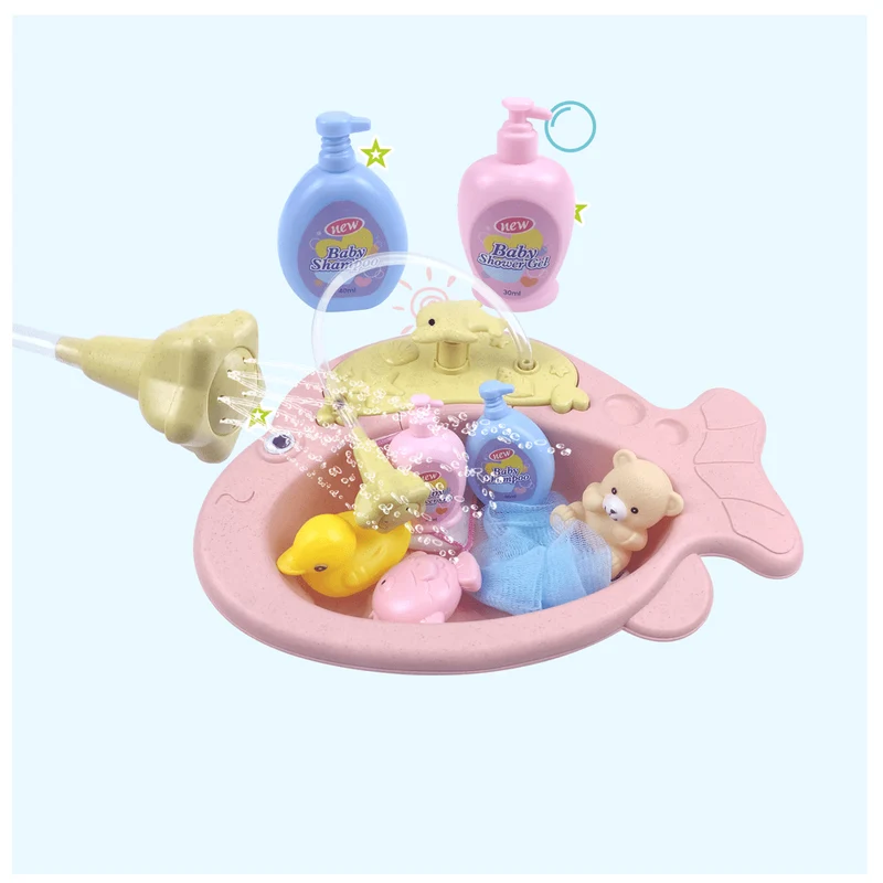 HAIJAIBAO Spray Fish Basin With Bath Accessories Plastic Animals