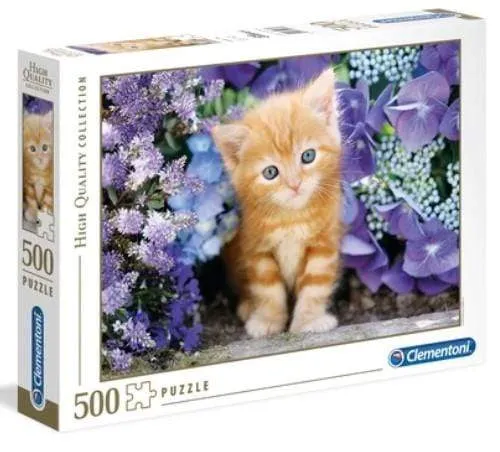 Clementoni - Adult Puzzle Ginger Cat In Flowers 500pcs