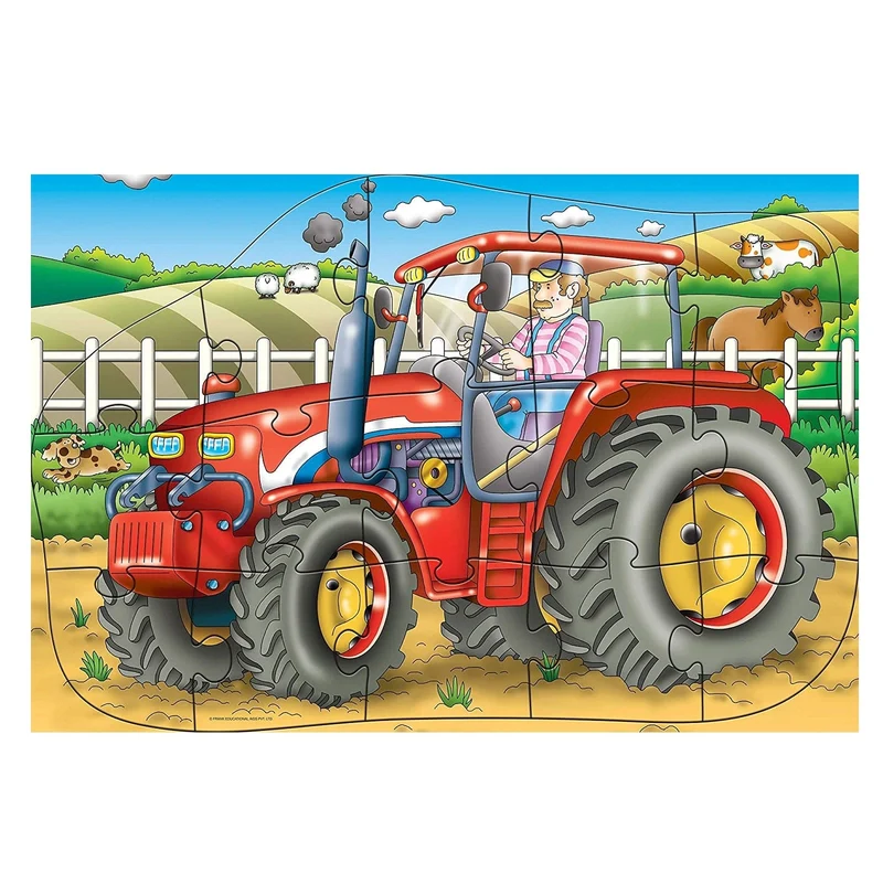 Frank Puzzle Tractor Shaped Floor Puzzles (15 Pcs)