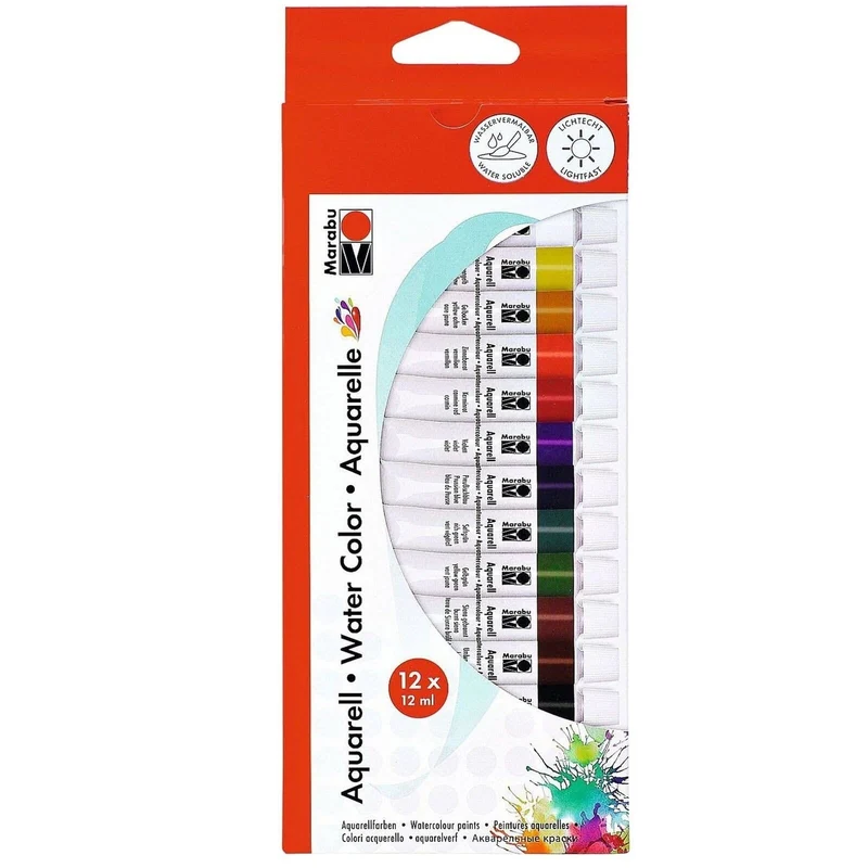 Marabu Watercolour Paints Set, 12 x 12 ml