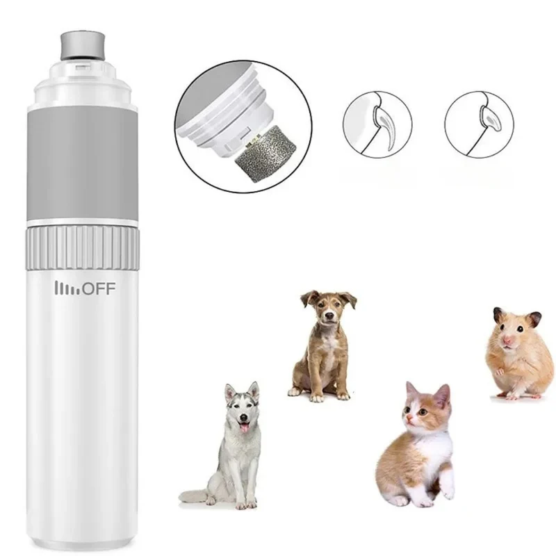 Elektrische Krallenschleifmaschine für Hunde und Katzen mit Diamant-Schleifkopf und USB-Aufladung