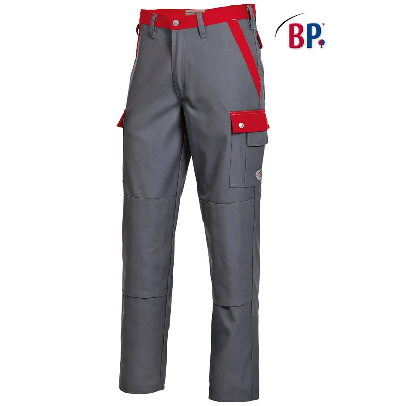 BP® Komfort-Cargohose m. Knietasche 1815 dunkelgrau / rot regular fit Berufshose