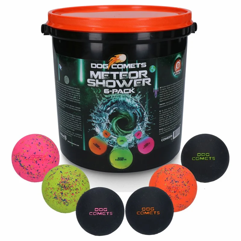 Dog Comets METEOR SHOWER - 6x Stardust Ball M inkl. Eimer - Apportierspielzeug