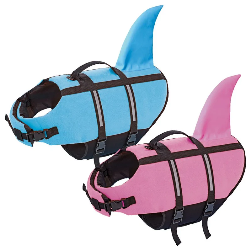 Nobby Schwimmhilfe SHARKI für Hunde - blau/pink - Rettungsweste - Schwimmweste