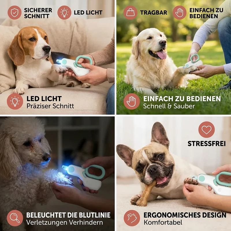 Professioneller Nagelzwicker für Haustiere mit integriertem Licht