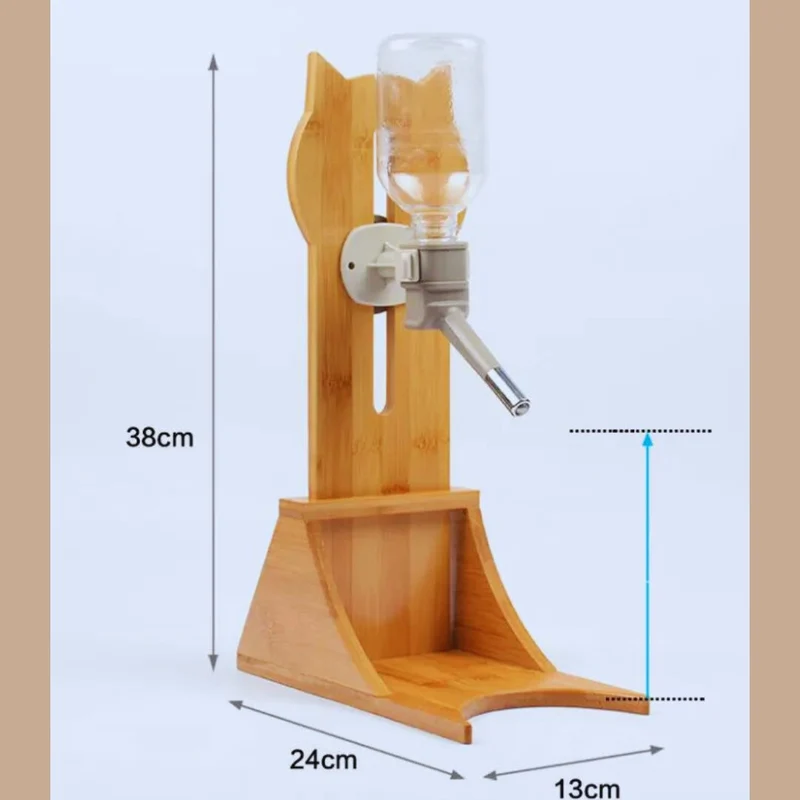 Wasserspender für Katzen und Hunde – Automatischer Trinker mit Flasche und Holzständer