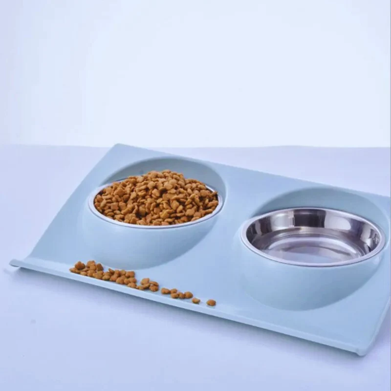 Erhöhte Futterschale für Haustiere mit Edelstahlnäpfen und Rutschfester Basis