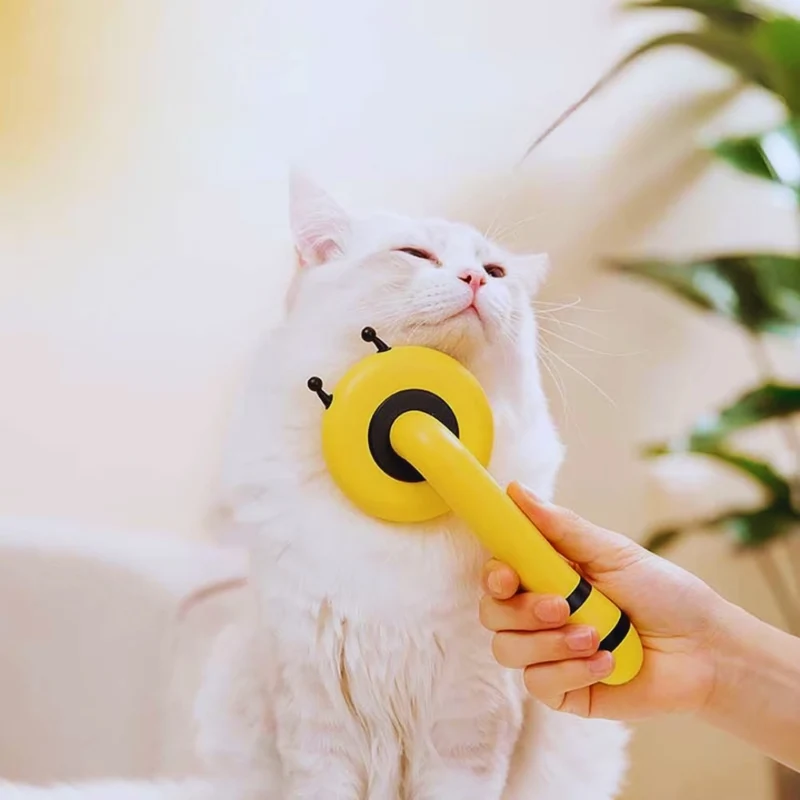Haustier Fellbürste mit Ergonomischem Griff – Schnallenbürste für Hunde und Katzen
