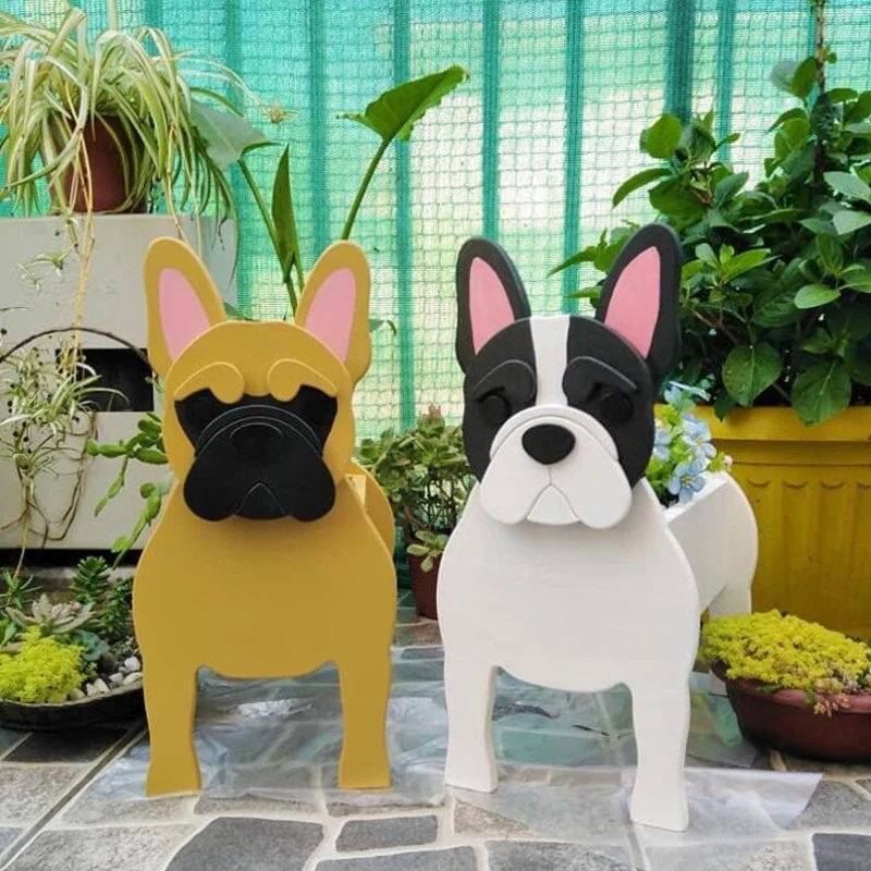Dekorative Hundeskulpturen Im Französischen Bulldoggen-Design – Niedliche Deko für Zuhause