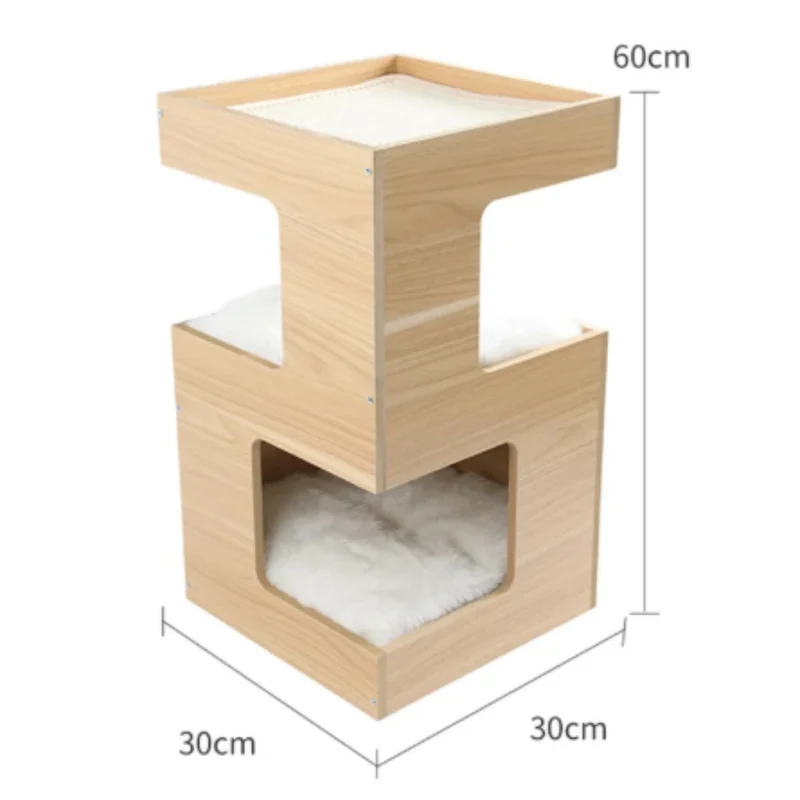 Katzenkratzmöbel Aus Holz – Kratzbaum mit Multifunktionalen Schlafplätzen und Sisalflächen