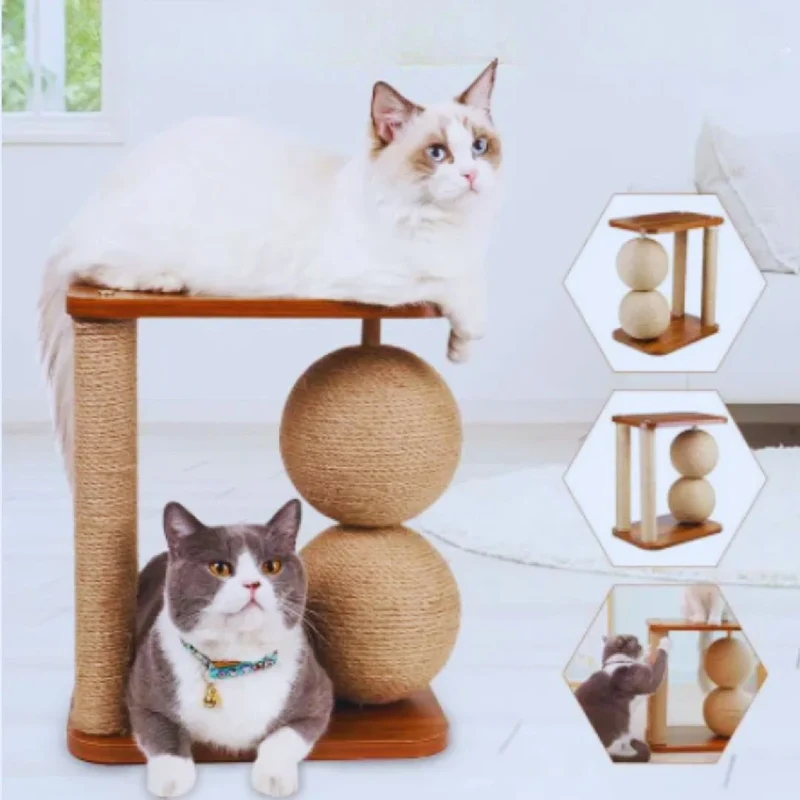 Katzenkratzbaum mit Plattform – Modernes Kratzmöbel mit Sisalstangen und Holzplatte