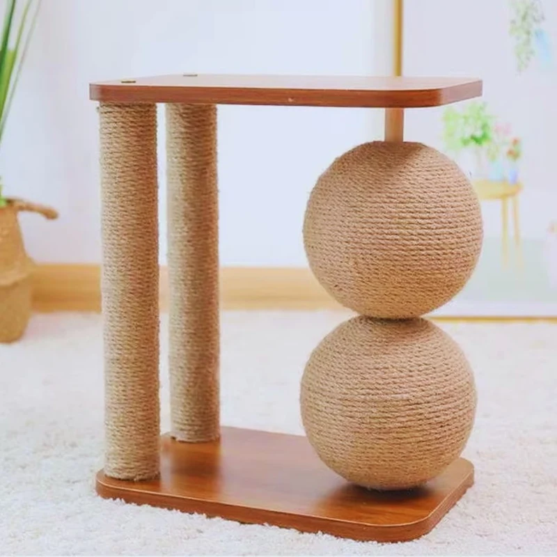 Katzenkratzbaum mit Plattform – Modernes Kratzmöbel mit Sisalstangen und Holzplatte