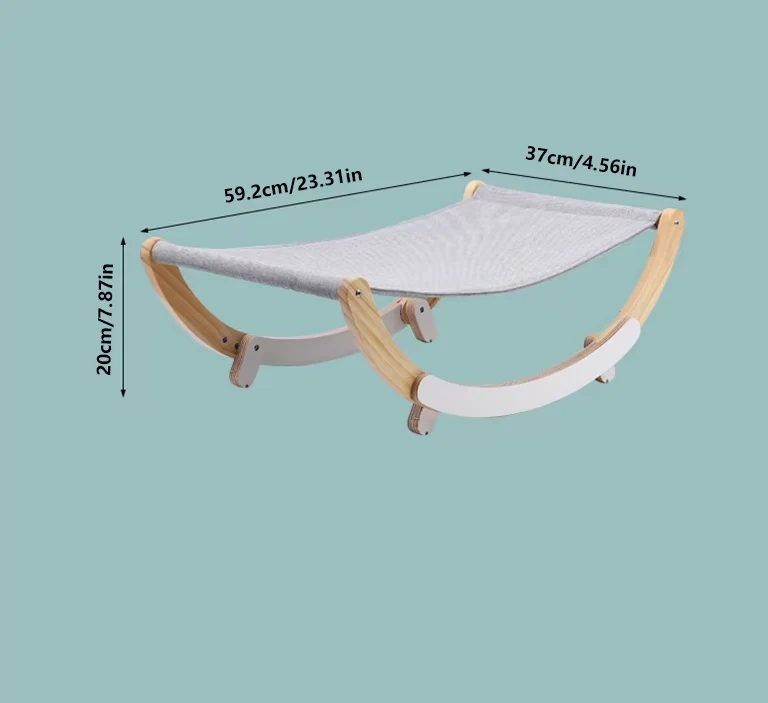 Hängendes Katzenbett Aus Holz – Bequeme Katzenhängematte Modernes Design Grau