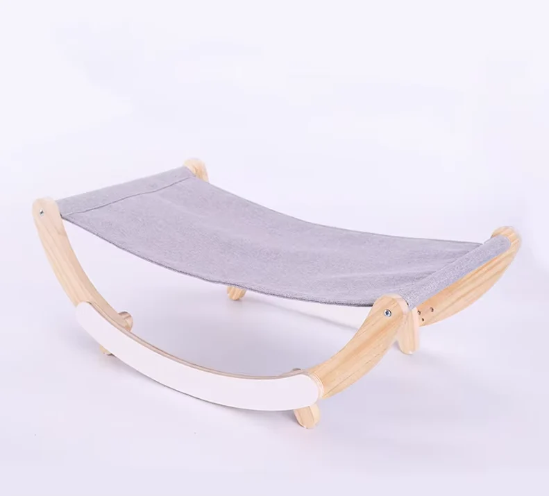 Hängendes Katzenbett Aus Holz – Bequeme Katzenhängematte Modernes Design Grau