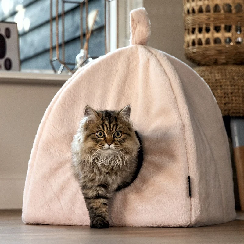 Beeztees Plüsch-Katzenhöhle MOZA - 40x40 cm - Katzenhaus Katzenbett Kuschelhöhle