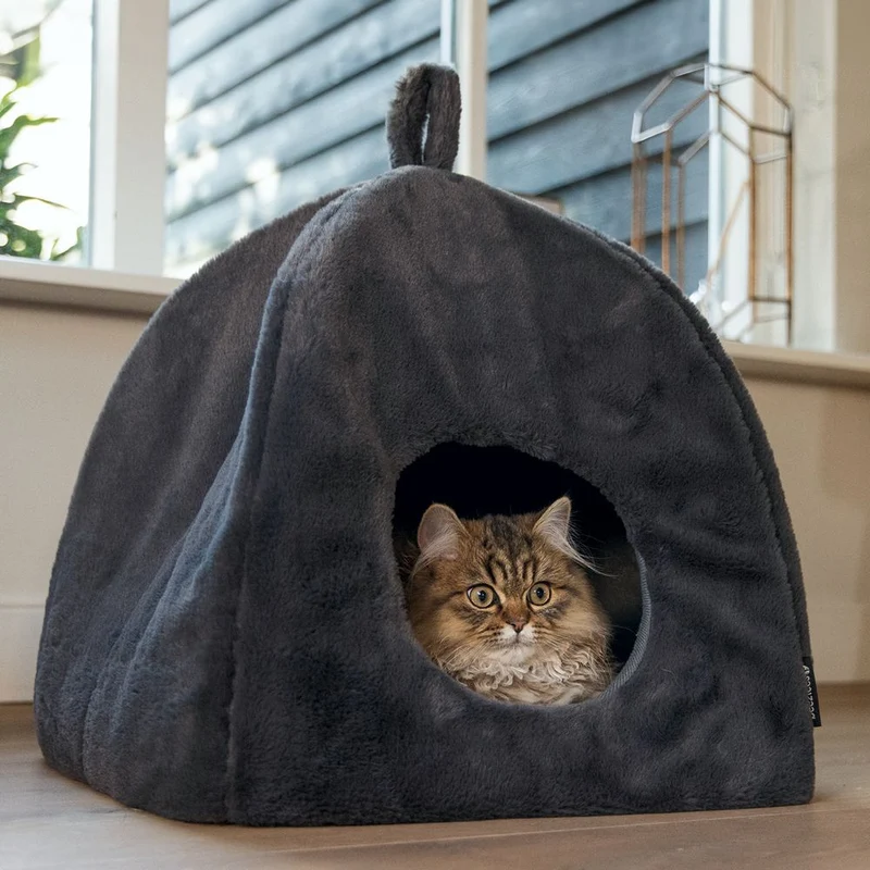 Beeztees Plüsch-Katzenhöhle MOZA - 40x40 cm - Katzenhaus Katzenbett Kuschelhöhle
