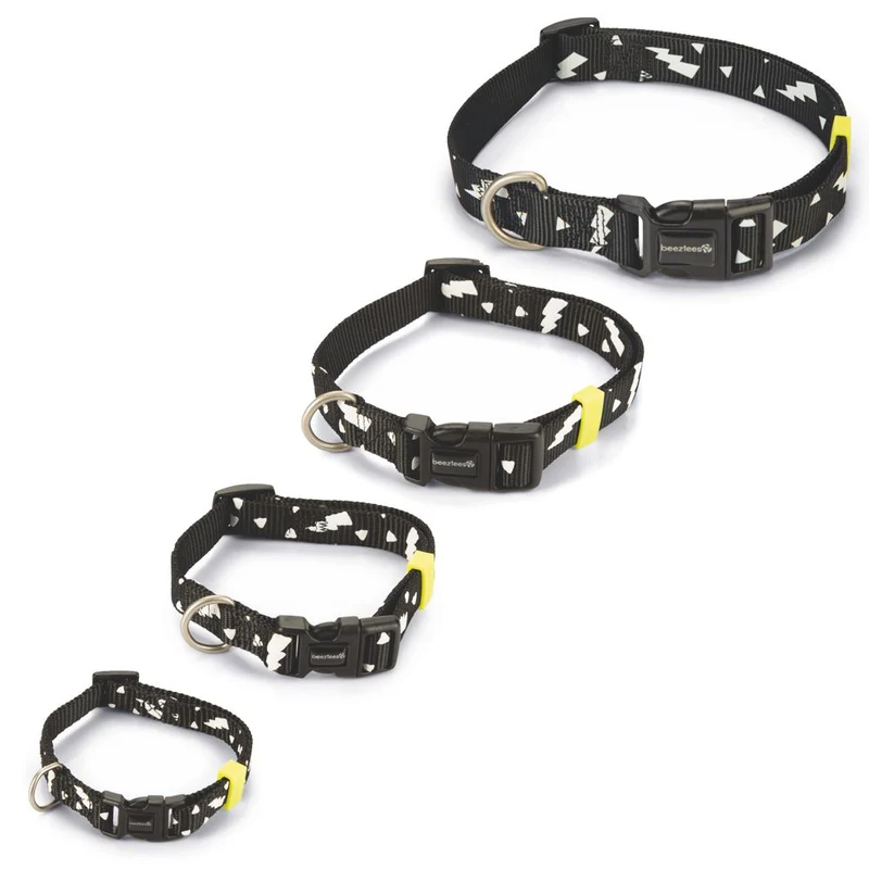 Beeztees Halsband THUNDER - XS/S/M/L - schwarz Nylon Hundehalsband Nylonhalsband