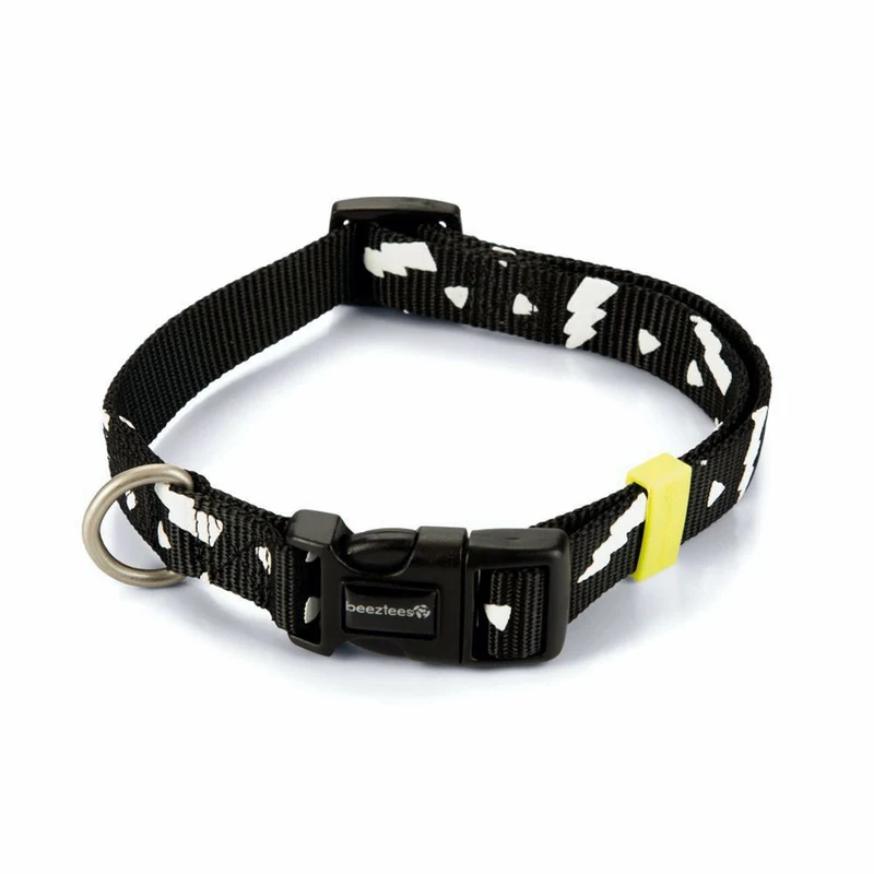 Beeztees Halsband THUNDER - XS/S/M/L - schwarz Nylon Hundehalsband Nylonhalsband