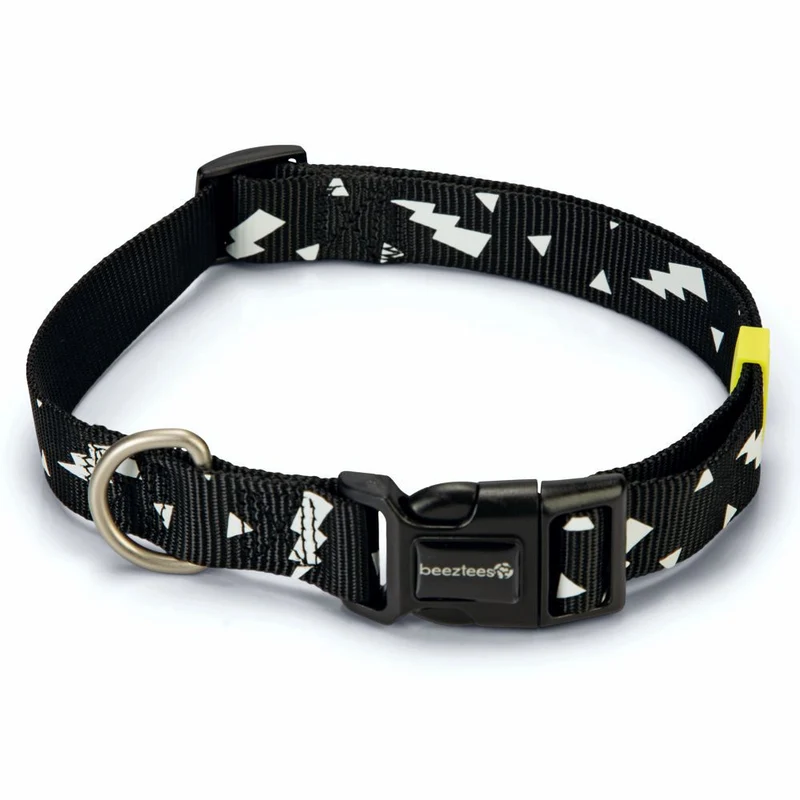 Beeztees Halsband THUNDER - XS/S/M/L - schwarz Nylon Hundehalsband Nylonhalsband