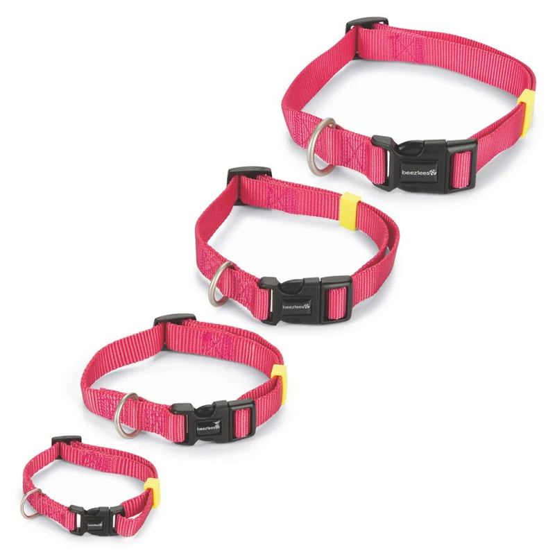Beeztees Halsband - XS/S/M/L - pink - Nylon Hundehalsband Nylonhalsband