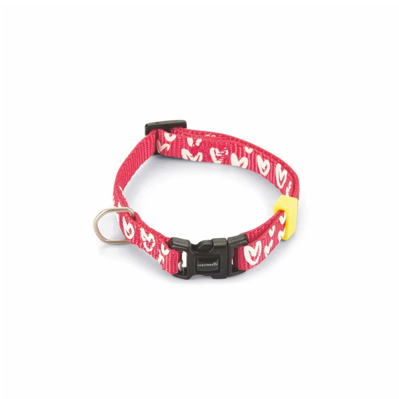 Beeztees Halsband HEART - XS/S/M/L - pink Herz Nylon Hundehalsband Nylonhalsband