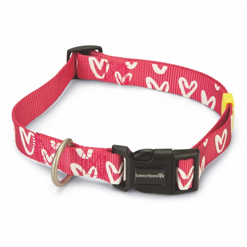 Beeztees Halsband HEART - XS/S/M/L - pink Herz Nylon Hundehalsband Nylonhalsband