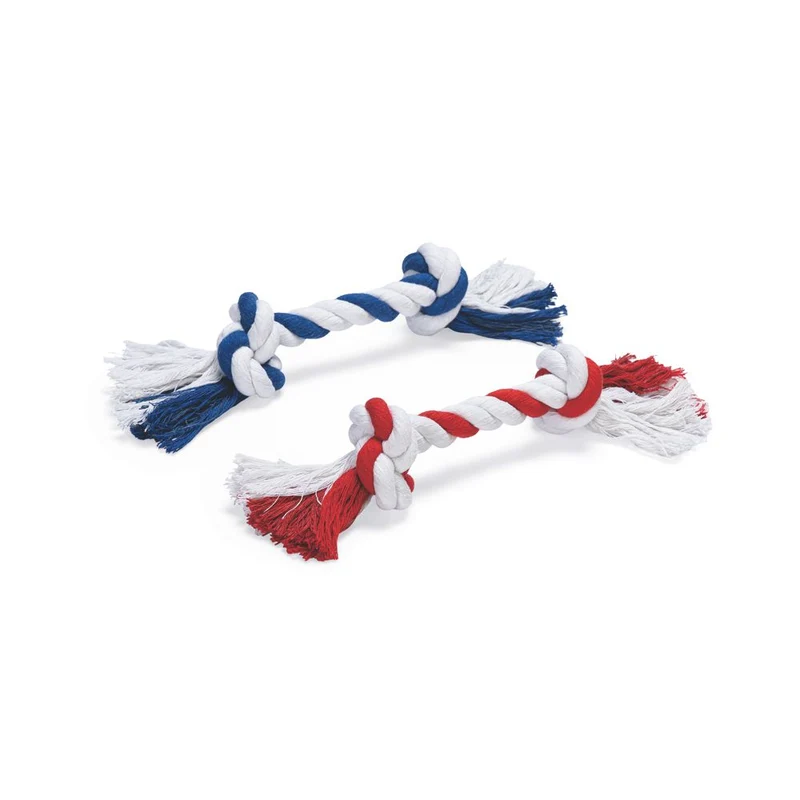 Beeztees Knotenseil S/M/L/XL - blau/rot Baumwoll-Seil Zerrspiel Spieltau Kauseil