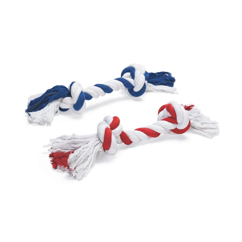 Beeztees Knotenseil S/M/L/XL - blau/rot Baumwoll-Seil Zerrspiel Spieltau Kauseil