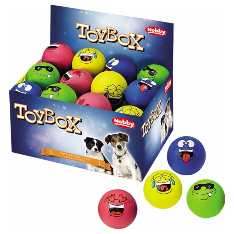 Nobby Moosgummi Gesichter-Ball - 6 cm Apportierspiel Gummiball Fußball Wurfspiel