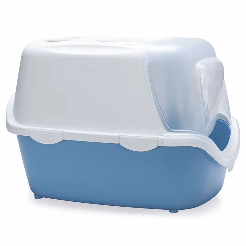 Katzentoilette CATHY EASY CLEAN 56 x 40 x 40 cm - weiß/blau - Katzenklo Schaufel