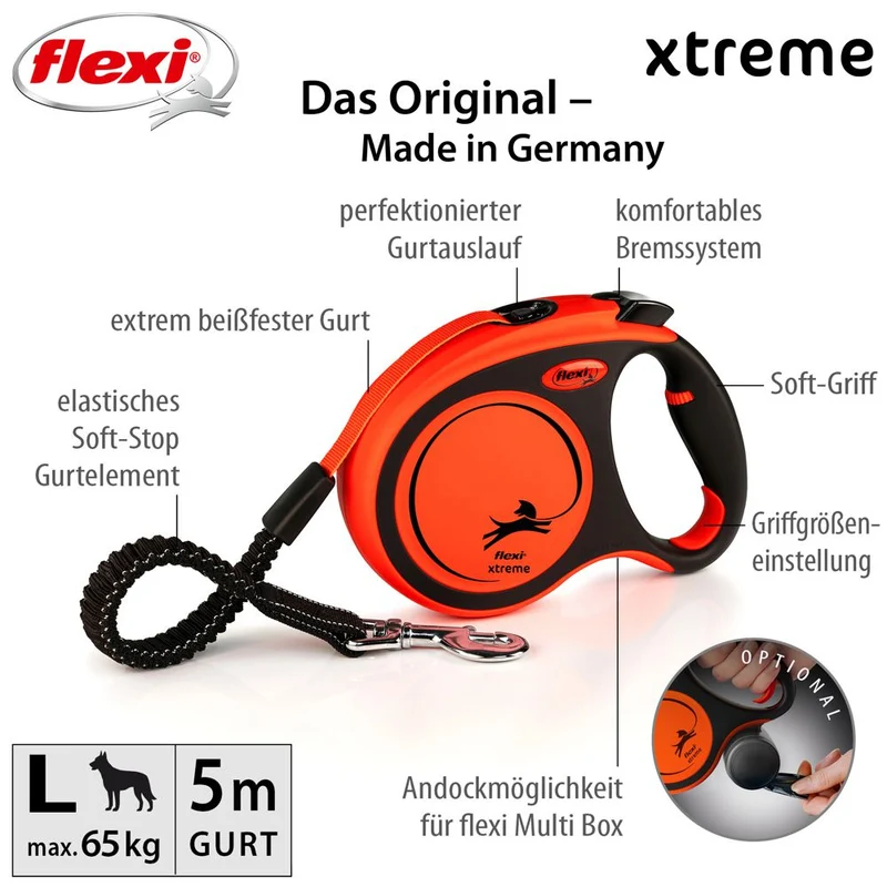 flexi XTREME XS/S/M/L - 3/5/8 m Gurt-Leine - Hundeleine Flexileine