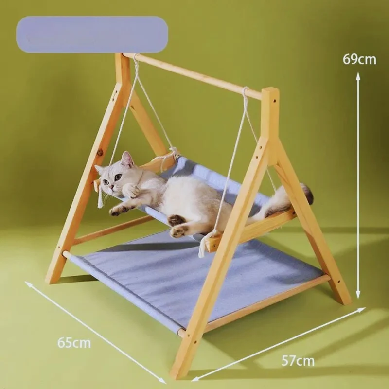 Hängendes Katzenbett – Verstellbares Katzen-Hängemattenschlafplatz Aus Holz Verschiedene Farben