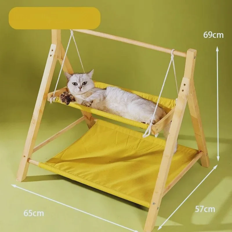 Hängendes Katzenbett – Verstellbares Katzen-Hängemattenschlafplatz Aus Holz Verschiedene Farben