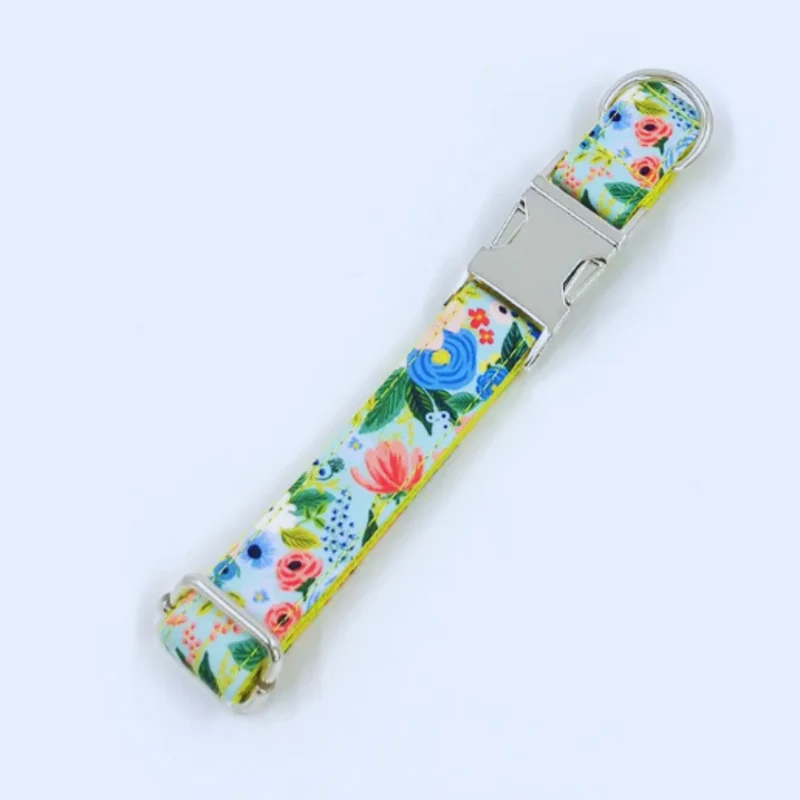 Verstellbares Hundehalsband und Leine mit buntem Blumenmuster Aus Strapazierfähigem Stoff