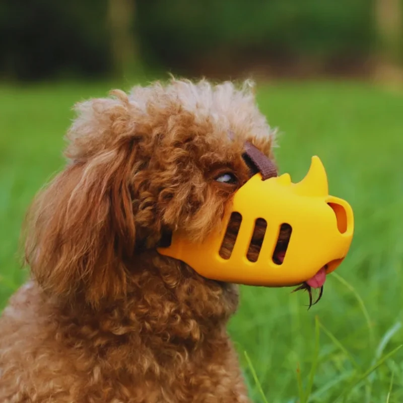 Lustiger Maulkorb für Kleine Hunde mit Nashorn-Design Aus Weichem Silikon