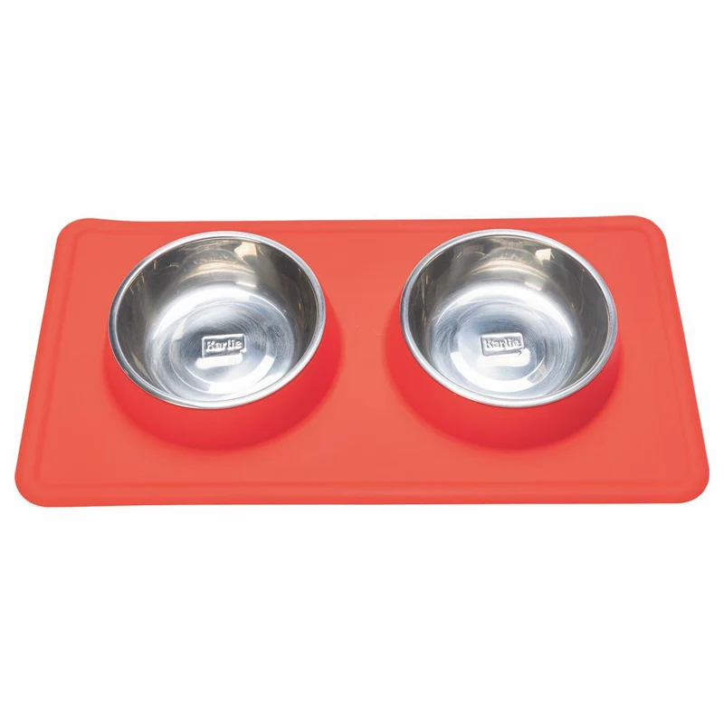 Edelstahl Futternapf DEX mit Silikon Napfunterlage - Wassernapf Fressnapf Hunde